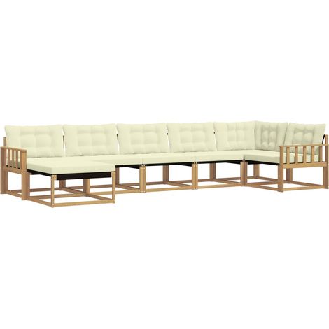 Outdoor Sofa Set 7 pcs White and Cream Solid Acacia Wood vidaXL (1/5)