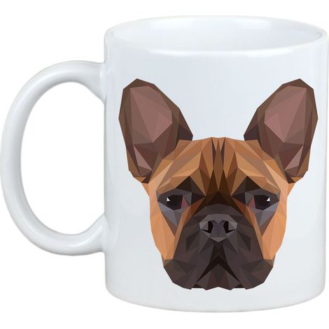 Französische Bulldogge – Tasse mit Foto und der Aufschrift „Geometrischer Hund – Kunsthund“ (1/5)