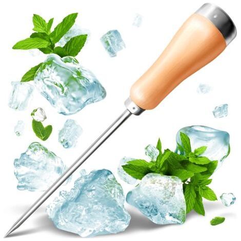 Ice pick tool with stainless steel needle and wooden handle, Ice picks for breaking ice in freezer with handle (1/4)