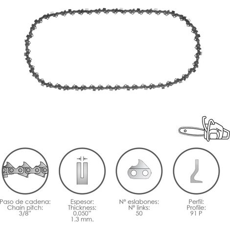 CATENA MOTOSEGA 91P PAPILLON M:50 PASSO:3/8 SP:0,050-1,3MM (1/3)