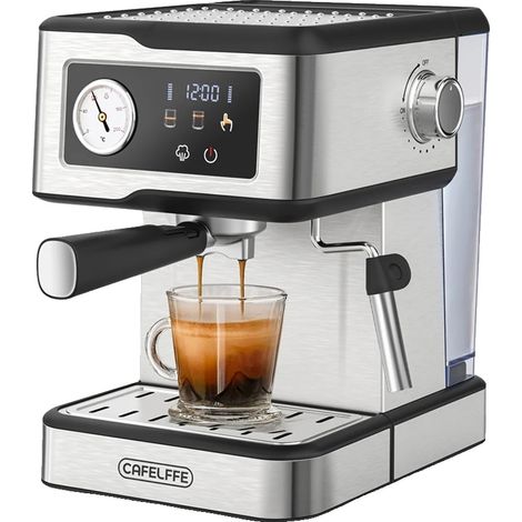 Cafetera espresso semiautomática, presión de 20 bares, panel de control táctil, acero inoxidable, UE (1/2)