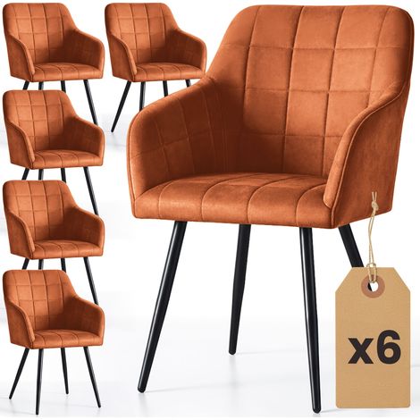 Set di 6 Sedie imbottite con cuciture quadrate LUXANO Rame gambe nere (1/5)