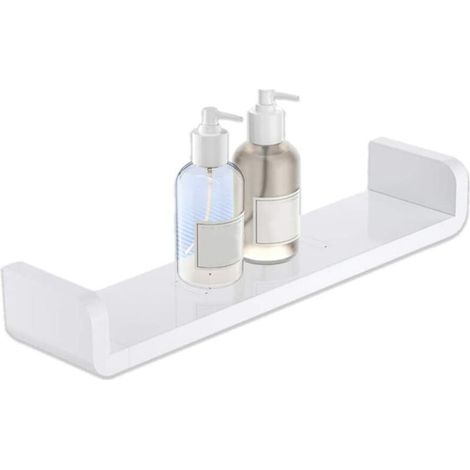 Nazalus-Hot Sale-Weiße Kunststoff-Wandregale für Badezimmer, U-förmige schwimmende Wandregale mit Saugnapf, Duschzubehör, 1 Stück, Weiß, (Mitte)