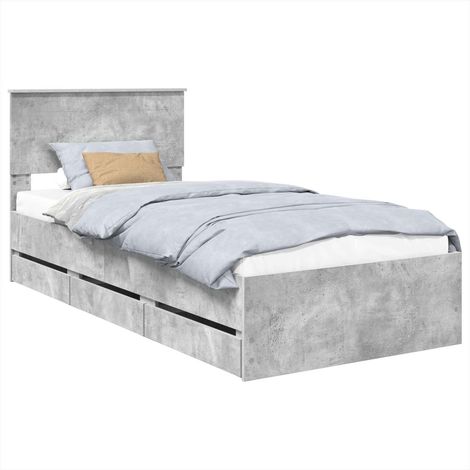 Estructura de cama Gris Concreto 90 x 200 cm Madera Ingenieril vidaXL