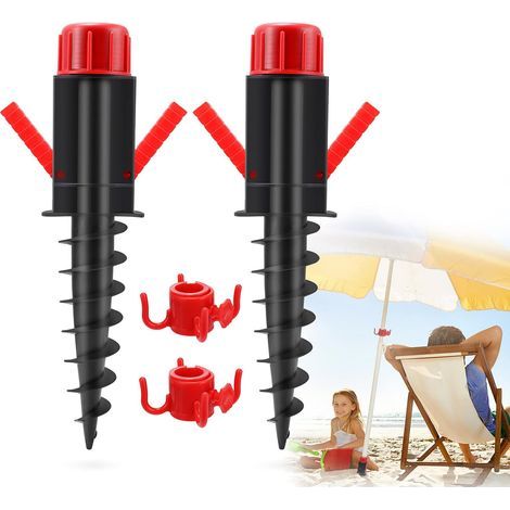 Support de parasol, couvre-sol pour parasols, piquets de sol solides avec crochet, adaptés aux mâts de parasol d'un diamètre de 20 à 32 mm, support de parasol pour plage et sol (1/5)
