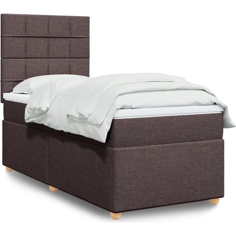 Boxspringbett mit Matratze Dunkelbraun 90x190 cm Stoff (1/5)