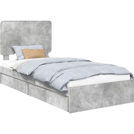 Storage Bed Concrete Grey 90 x 190 cm Engineered Wood vidaXL
