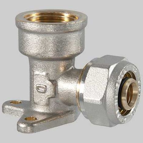 Raccordo a compressione curvo Femmina con flangia - 20 x 1/2