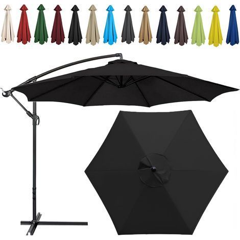 (Color:Black)Auvent De Remplacement Pour Parasol, 2 M, 6 Baleines, Tissu De Rechange Pour Parasol, Toile De Rechange Pour Parasol Remplacez L'ancien Auvent Auvent De Rechange (1/5)