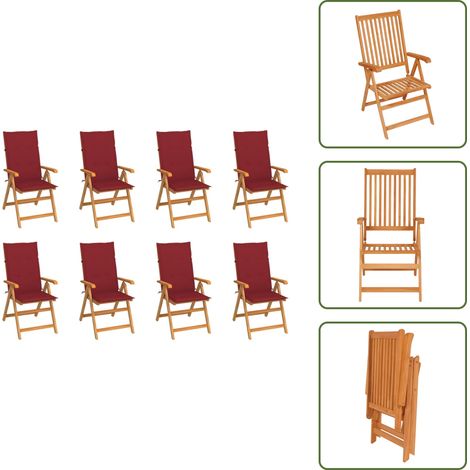 Verstellbare Gartenstühle mit Auflagen 8 Stk. Massivholz Teak - Gartenstuhl - Teakholzmöbel - Outdoor Möbel - Gartenmöbel - Lounge Chair (1/5)
