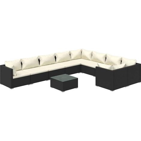 Maison Exclusive - 10-tlg. Garten-Lounge-Set mit Kissen Poly Ratt (1/5)