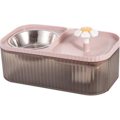 1 Fontaine à eau, pompe silencieuse, acier inoxydable, design fleur, double bol, pour chat (1/5)