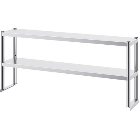 Mophorn 12 x 60 Zoll Doppel-Auflage, doppelstöckiger Edelstahl, höhenverstellbar. Ideal für die Vorbereitung in Küche, Restaurant und Werkstatt.