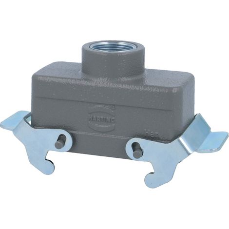 HARTING Han 16B Capot bas, 1xM25 sortie de câble droite, avec 2 étriers transversaux Presse-étoupe M25 Plage de serrage 9,0 mm - 17,0 mm - 1 Stück (1/3)