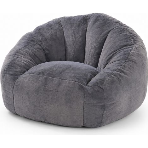 Sitzsack-Bodensessel aus Memory-Schaum 98 x 98 x 60 cm Polyester Grau HOMVRA (1/5)