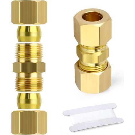 2 pièces de raccords à compression en laiton, 8 mm de diamètre extérieur x 8 mm de diamètre extérieur, raccord droit à compression femelle (1/5)