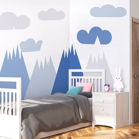 Stickers muraux enfants - Décoration chambre bébé - Autocollant Sticker mural géant enfant montagnes scandinaves LINKA - 50x75cm (1/5)