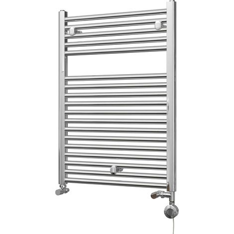 Roma - Chrome Dual Fuel Towel Rail H842mm x W600mm Thermostatic - Straight (1/3)
