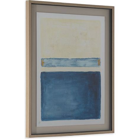 Tableau abstrait bleu et blanc encadré - bleu, blanc et doré (1/4)