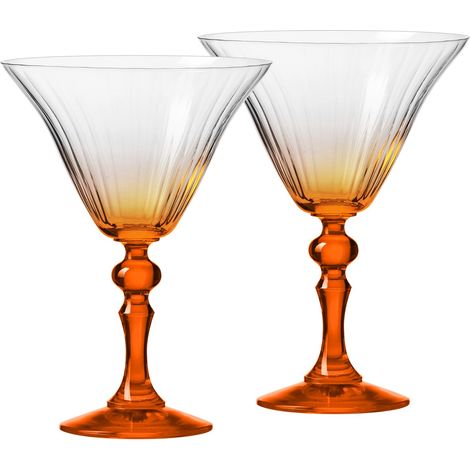 Verres à Martini Lot de 2, 170 ml, Pied Orange, Collection Bubble (1/5)