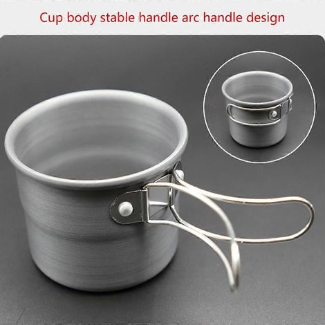 Tasses de camping en alliage d'aluminium, gobelets de pique-nique, tasses à café avec poignée pliable (1/4)