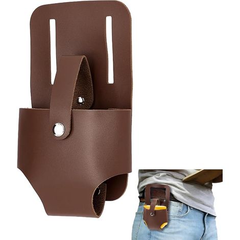 1 support de ruban à mesurer en cuir synthétique - 19,8 x 12,8 cm - Taille compacte - Pour la construction, le charpentier, le bricolage, le travail en plein air et la réparation à domicile (1/5)