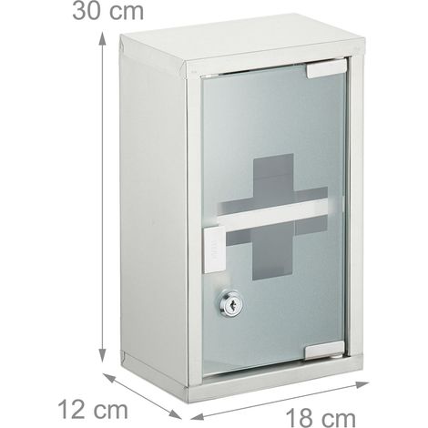 Armoire murale design moderne salle de bain 2 compartiments fermée à clé 60 x 40 x 15 cm en acier inoxydable blanc (1/5)