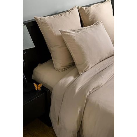 Housse de Couette Coton Lavé, 220cm x 240cm Taille, Galet (1/4)