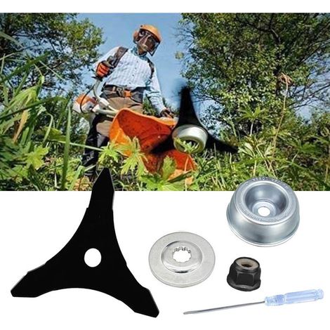 3T Lame de Dbroussailleuse avec kit dentretien daccessoire dadaptateur de lame de tondeuse gazon, (1/3)