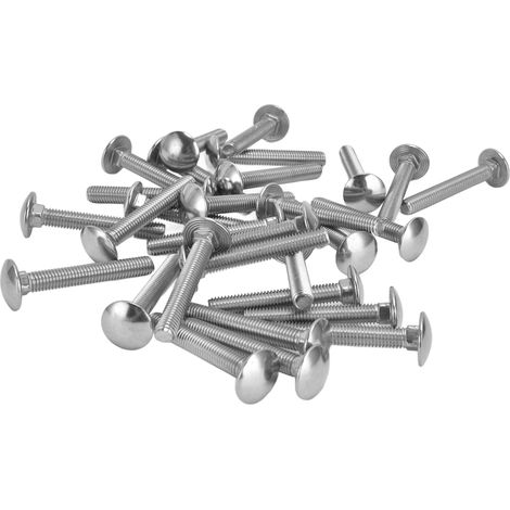 Lot de 30 Vis à Tête Bombée Carrée M8x1.25 Filetage Gros Pas, Boulon DIN603 M8x55, Inox A2, Résistant à la Corrosion (1/5)