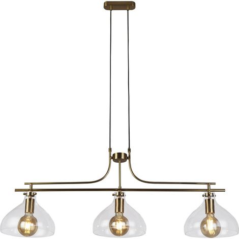Searchlight Margarita Suspension barre à 3 lumières Laiton, Verre (1/4)