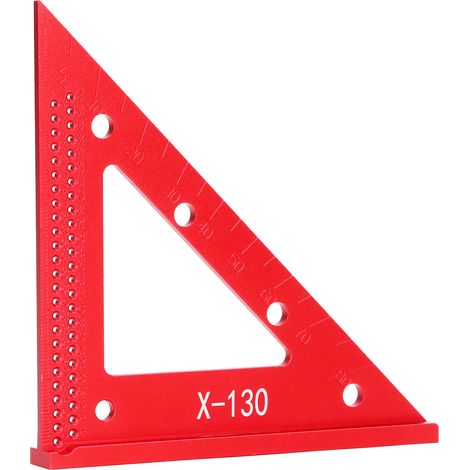 Équerre de charpentier en alliage d'aluminium avec échelle transparente de 13 cm (5,1 po) pour la menuiserie et la construction de toitures. (1/5)