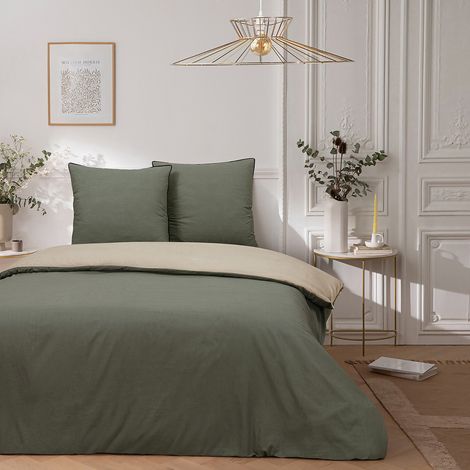 Parure de lit double bicolore 260x240cm