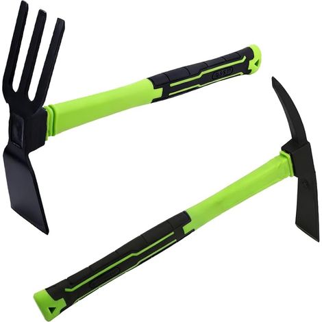 2 Piece Garden Hoe and Hand Rake Set Heavy Duty Gardening Tools with Non-Slip Handle Pick for Digging Weeding Growing and Maintaining Your Garden Lawn or Farm (1/5)