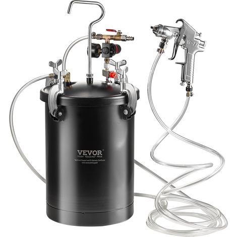 Réservoir de Peinture sous Pression 15 L, Pot de Pression de Peinture Pression Réglable 60 psi, Système de Pulvérisation de Peinture avec Pistolet, Tuyau et Manomètre, Décoration Intérieure (1/5)