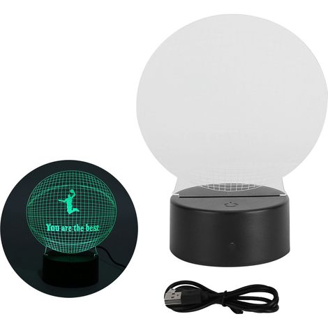 veilleuse-Lampe LED Basketball 3D pour enfants – Lampe de chevet tactile avec 7 couleurs, USB ou batterie (harnachement complet) (1/5)
