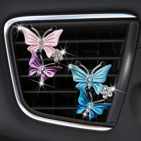 Clips Papillon Diffuseur Voiture Parfum Auto Désodorisant Strass Accessoire Déco Ventilation (1/5)