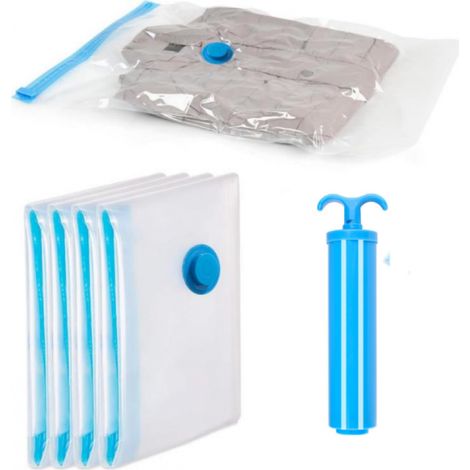 Sacs Sous Vide de Rangement 40x60 cm - Lot de 4 avec Pompe Manuelle, Idéal pour Vêtements et Couettes (1/5)