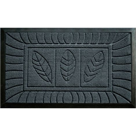 Tapis d'Entrée "Feuilles" 45x75cm Gris (1/3)