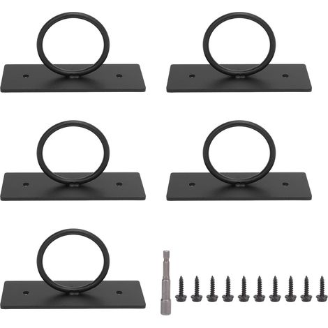 Supports de corde décoratifs, 5 pièces, pour cordes de chanvre, support mural, crochet de plafond, plante suspendue, acier inoxydable 304 noir (1/5)