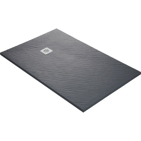 Piatto doccia 120 x 90 cm in resina finitura pietra - grigio (1/5)