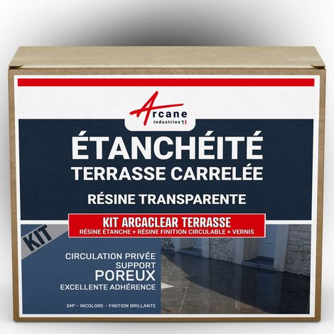 Arcane Industries – Imperméabilisant transparent pour carrelage et terrasse – Résine polyuréthane 5 m² – Circulation privative – Finition brillante (1/5)