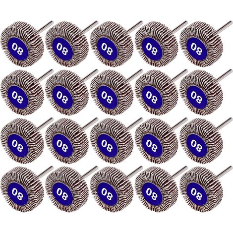 Lot de 20 disques à lamelles abrasives grain 80 pour outils rotatifs Dremel (1/4)