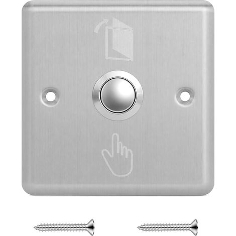 Bouton de Sonnette Extérieur Étanche - Acier Inoxydable 86 x 86 mm, Bouton Poussoir Contact NO, Montage en Saillie pour Sonnette Filaire, Contrôle d’Accès, Maison, Bureau, Gris Argenté (1/5)
