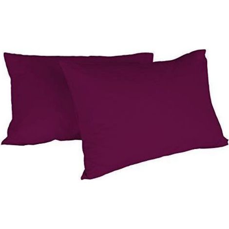 Taie D Oreiller - 100 % Coton - Prune - 52 X 82 Cm - Paire