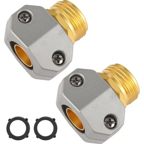 Kit de raccords de tuyauterie en laiton (2 pièces) — Convient aux kits de réparation de tuyaux d'arrosage de 3/4 et 5/8 pouce (1/5)