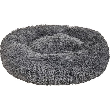 Cama para perro de pelo sintético gris oscuro 80 cm mascota gato suave Kulu