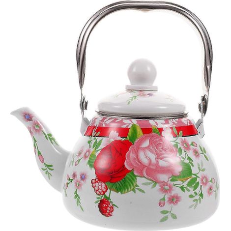 Bouilloire en émail de style vintage pour cuisinière à gaz, avec filtre, adaptée à la maison ou au bureau (1/3)