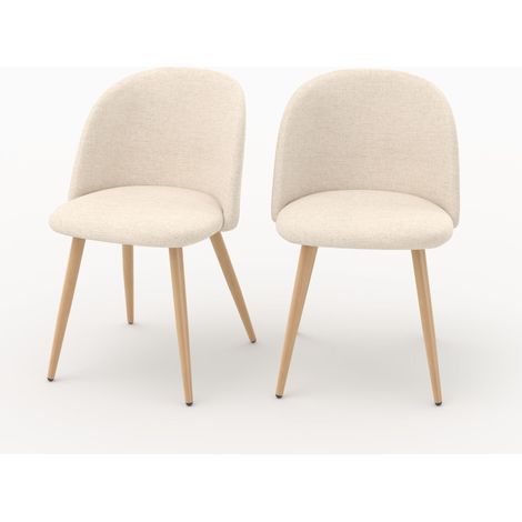 Lot de 2 chaises en tissu beige et pieds en métal - Cozy (1/5)