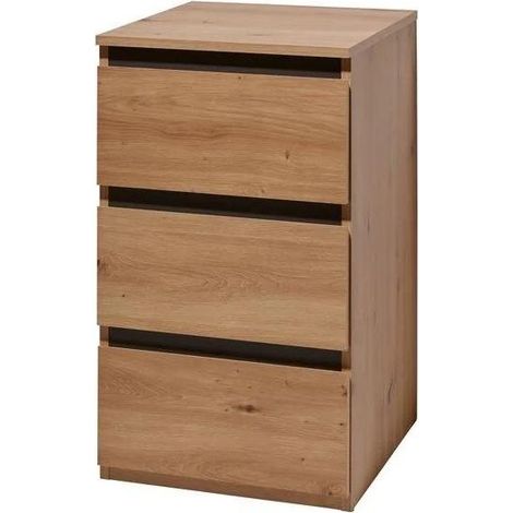 Orion91oficial - Cómoda Color Roble 40x78x48 cm 3 Cajones Mueble Dormitorio Auxiliar - spaziORION91 - Pack x2 (1/5)